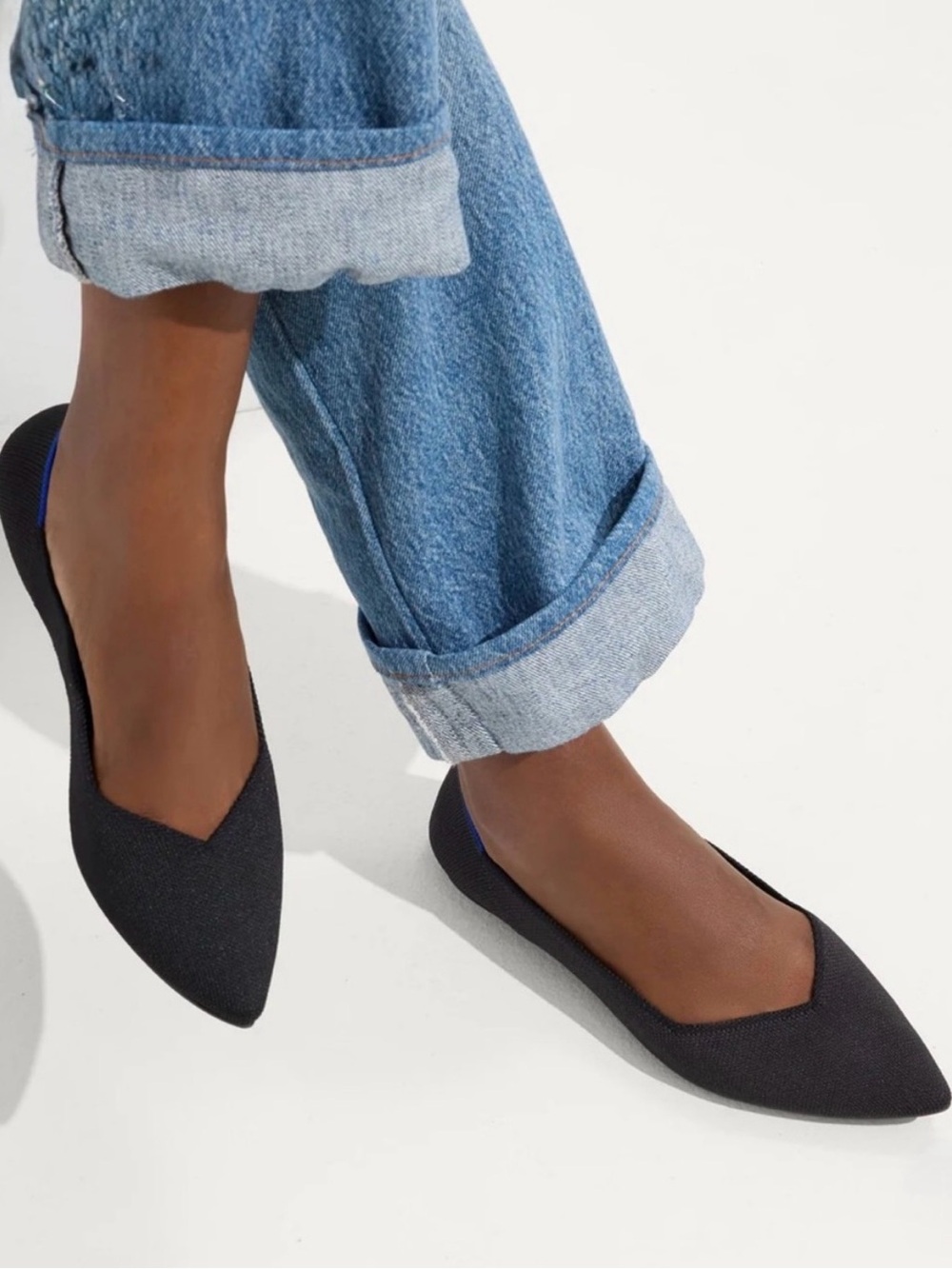 Rothy's The Point Black Pointed-Toe Knit Flats 7.5